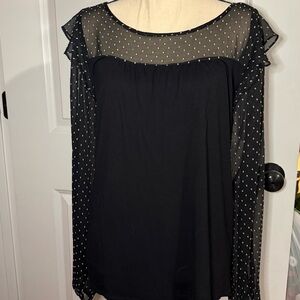 Loft polka dotted illusion neckline and sleeves blouse  size small